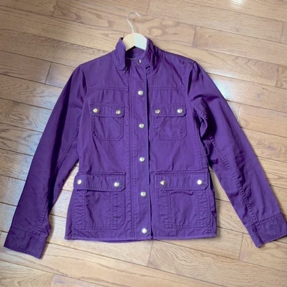 J Crew Factory Dark Burgundy Relaxed Boyfriend Field Jacket - Picture 4 of 14